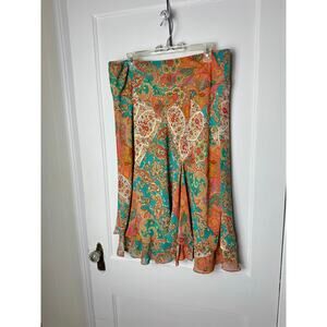 Y2K Chaps Boho Chic Paisley Indie Slinky Pull On Skirt Women's Size Large